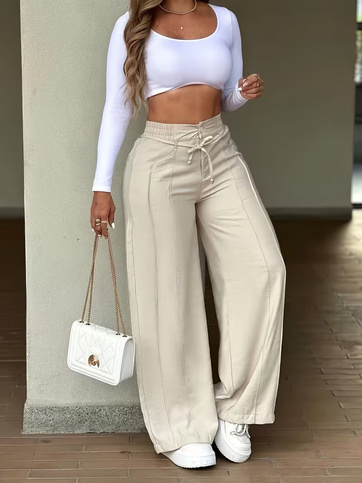 The Élodie Wide-Leg Drawstring Trousers