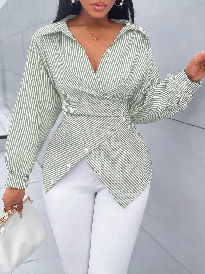 VANOVICH™ Milano Stripe Asymmetric Shirt