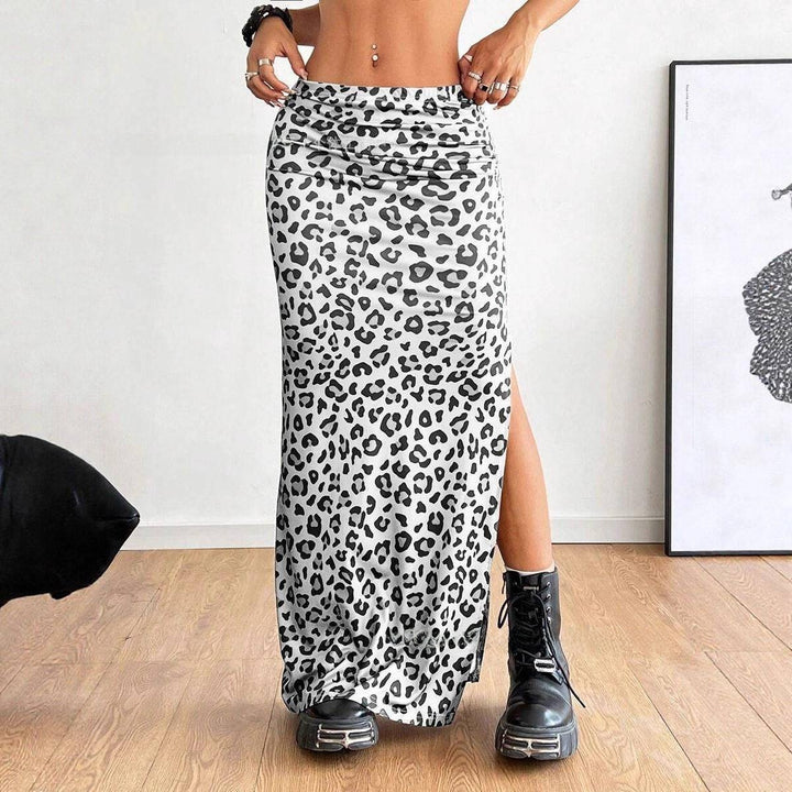 Siena Leopard Side-Slit Midi Skirt