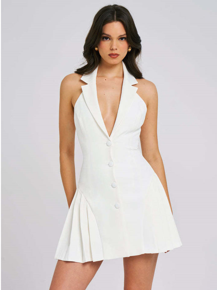 Luna Ruched Halter Mini Dress