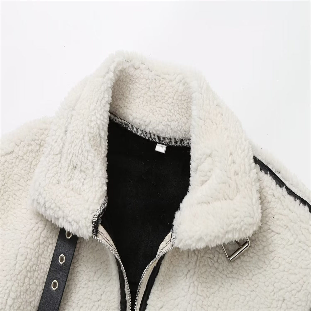 Autumn Contrast Lamb Wool Jacket