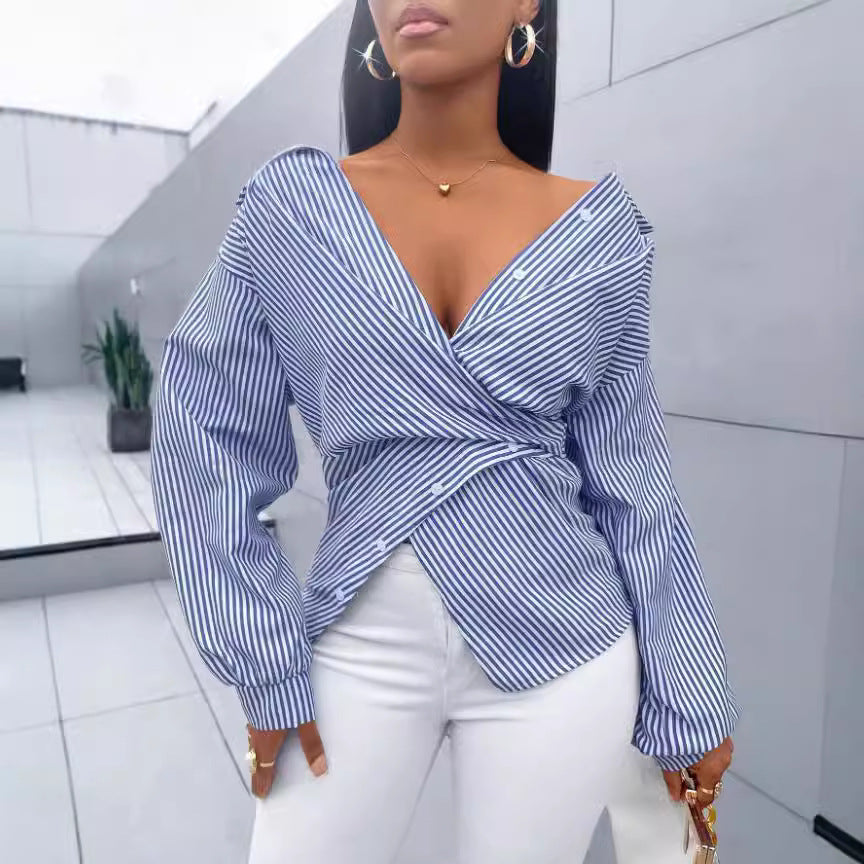 VANOVICH™ Milano Stripe Asymmetric Shirt
