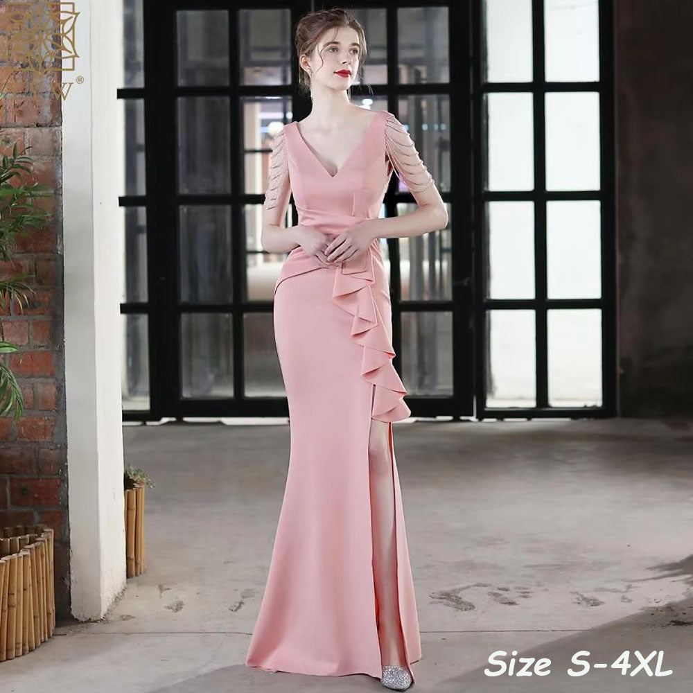 Mermaid Satin Dress With Beads