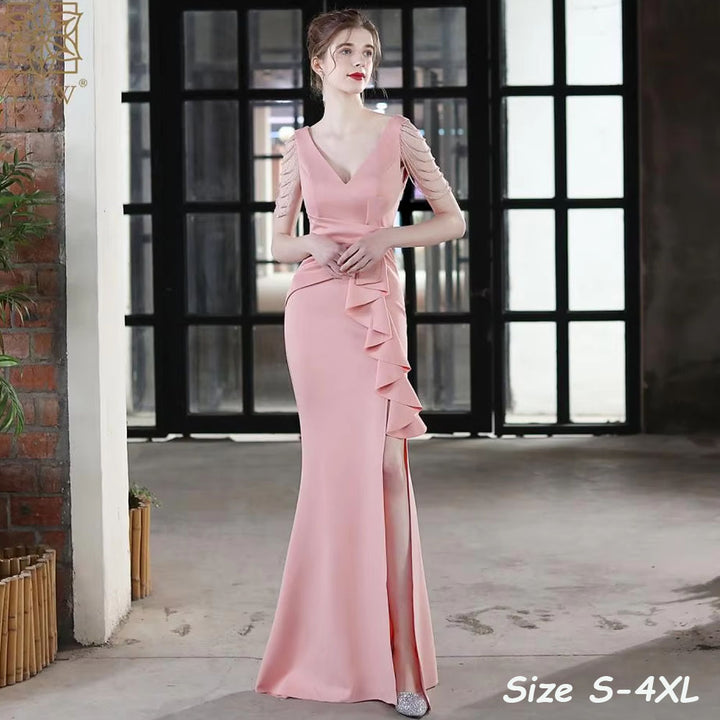 Mermaid Satin Dress With Beads