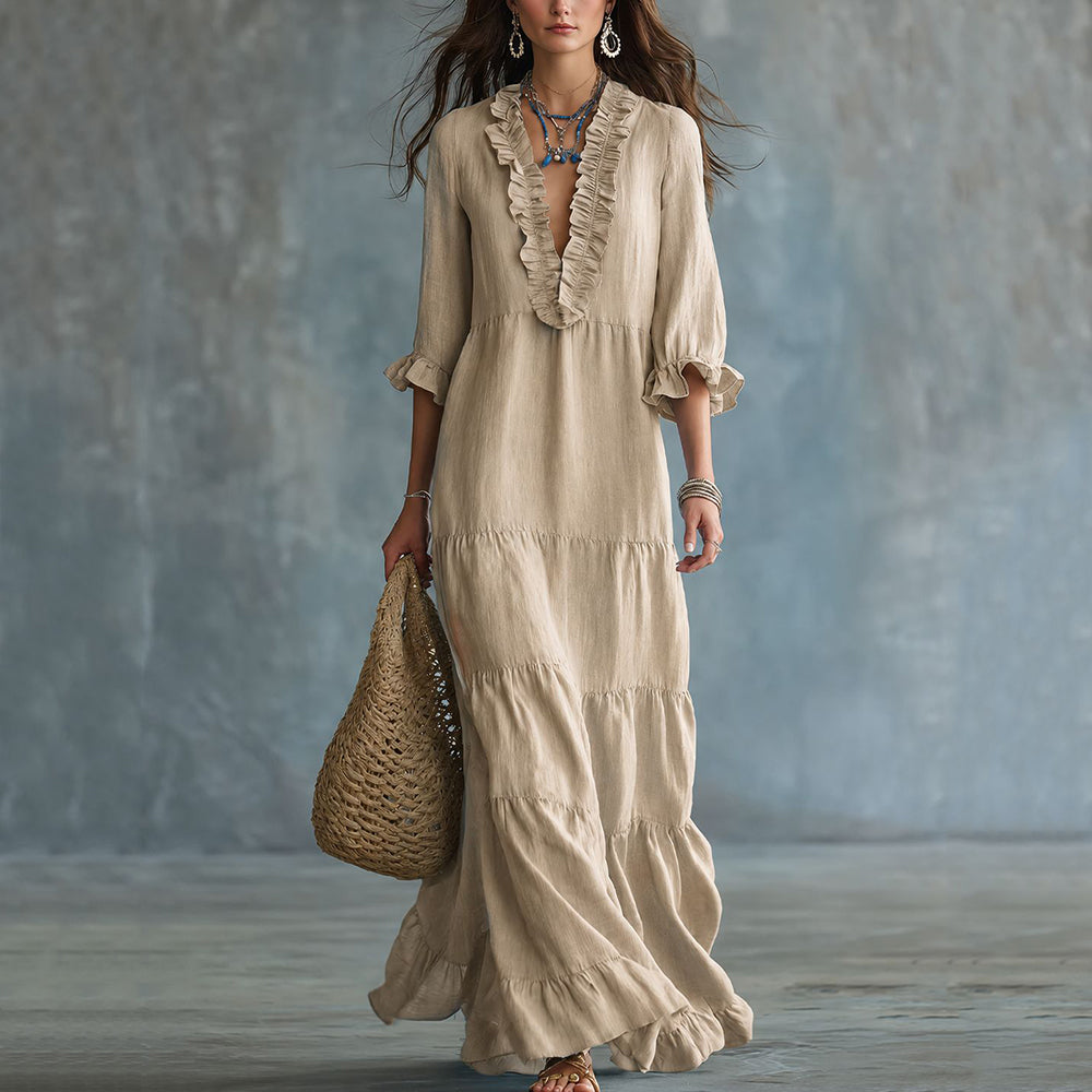 Aurelia™ Vintage Ruffle Maxi Dress