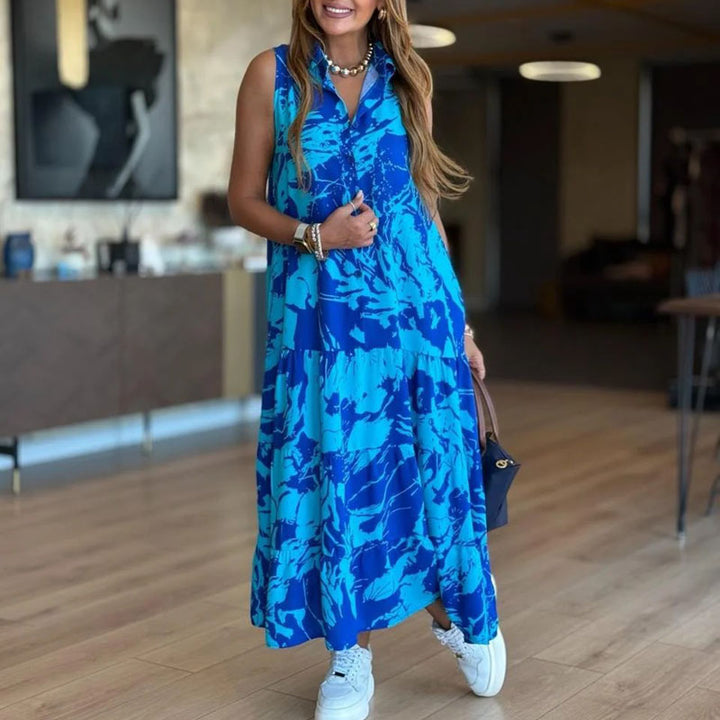 Serenity Print Pleated Pocket Dress