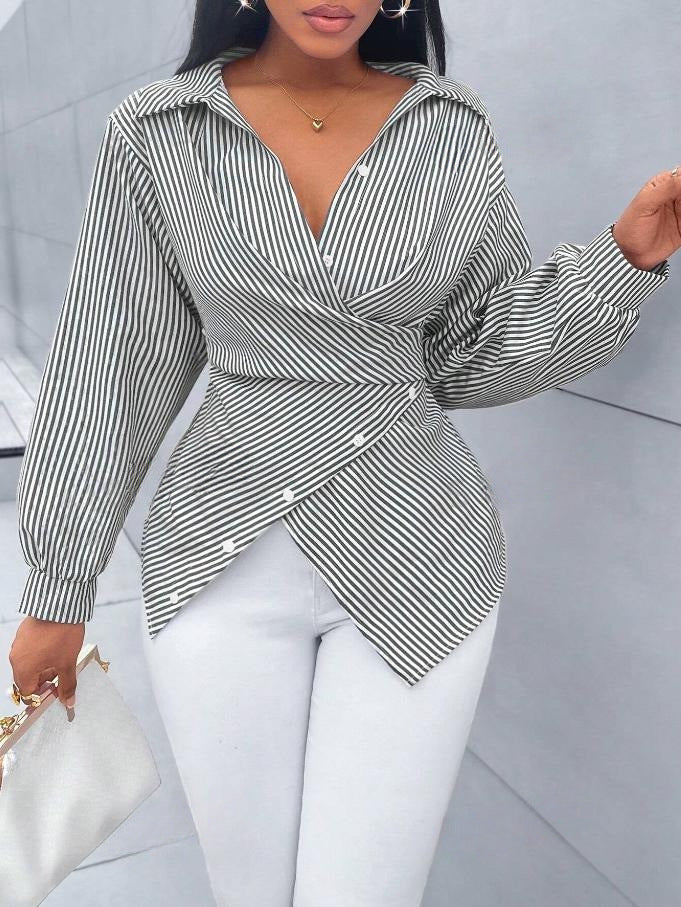 VANOVICH™ Milano Stripe Asymmetric Shirt