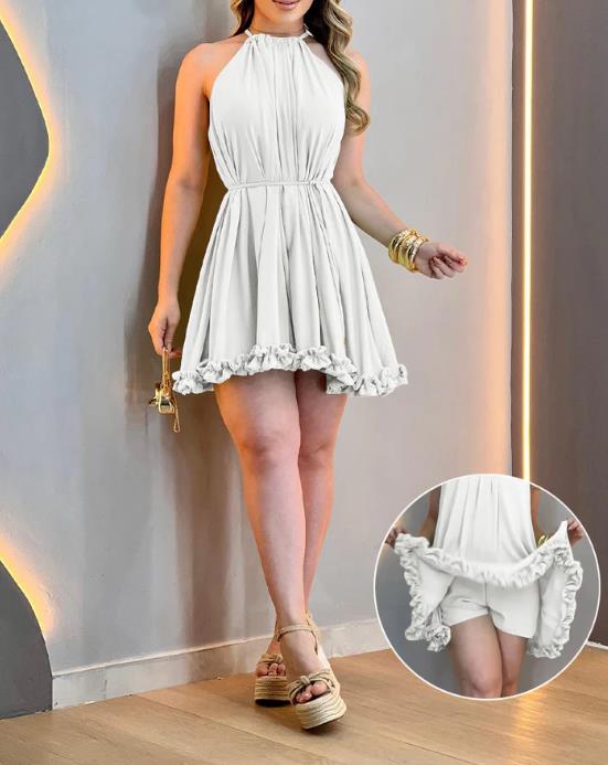 Serenity Breeze™ Halter Ruffle Mini Dress