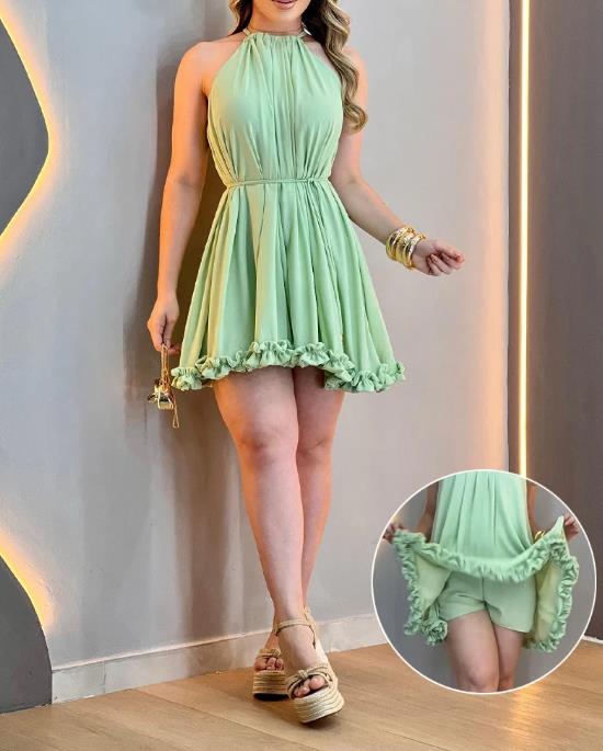 Serenity Breeze™ Halter Ruffle Mini Dress