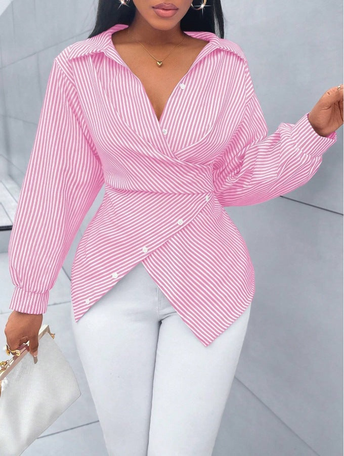 VANOVICH™ Milano Stripe Asymmetric Shirt