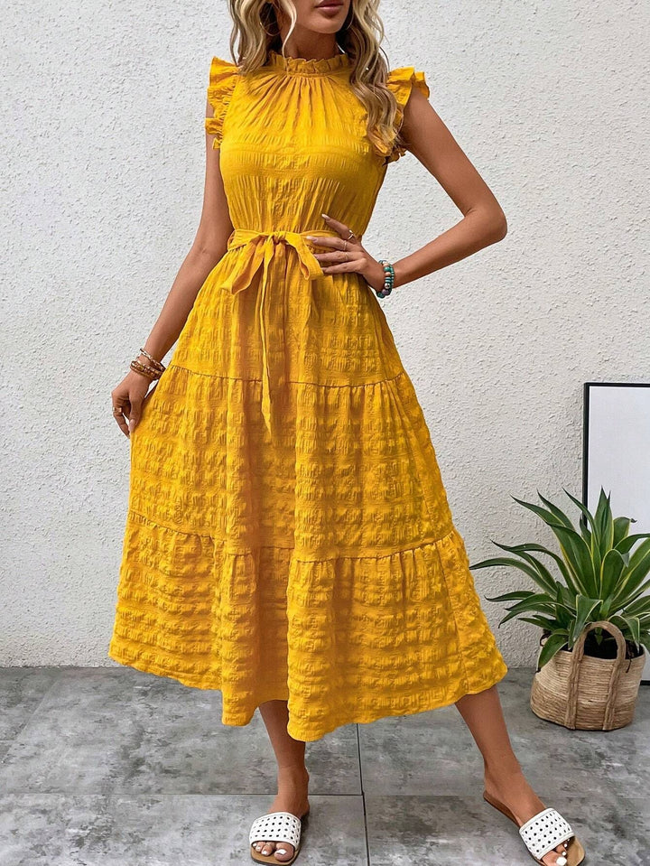 Sunset Whisper Lace-Up Mini Dress