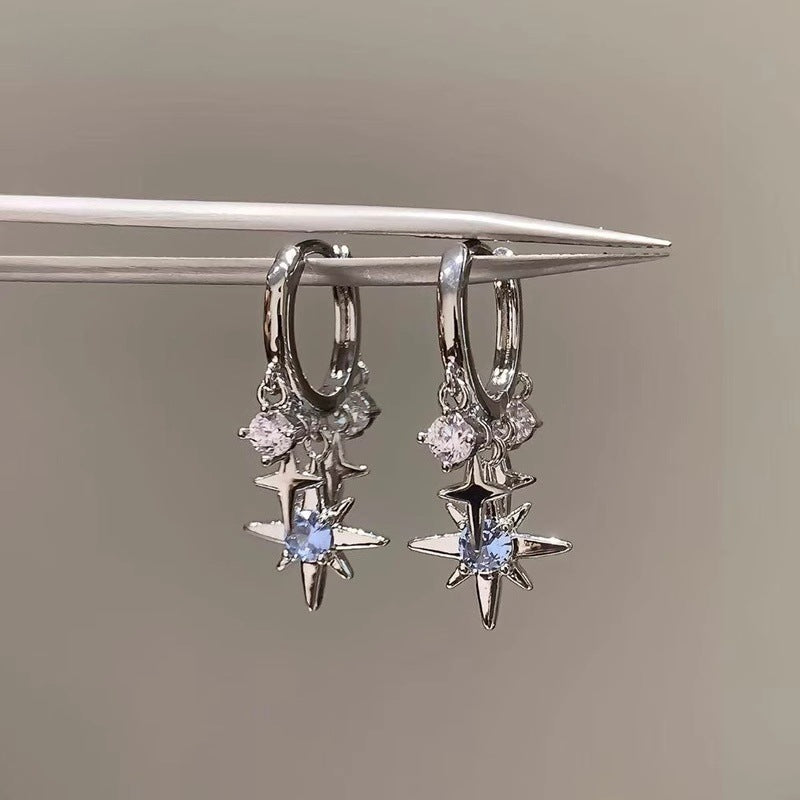 Celesté Blue Crystal Cross Earrings