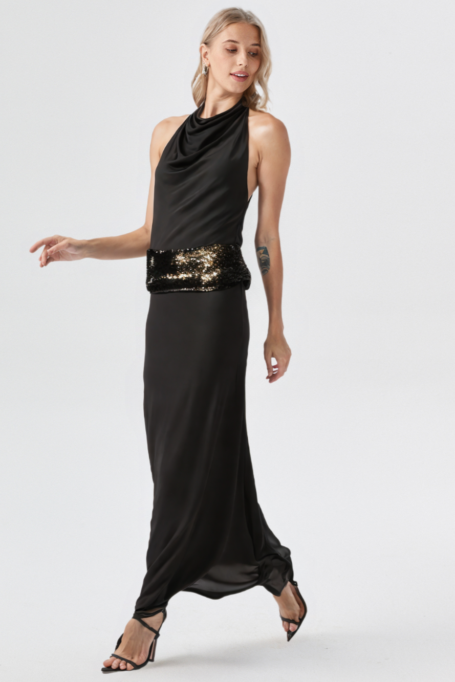 Velura™ Backless Halter Maxi Dress
