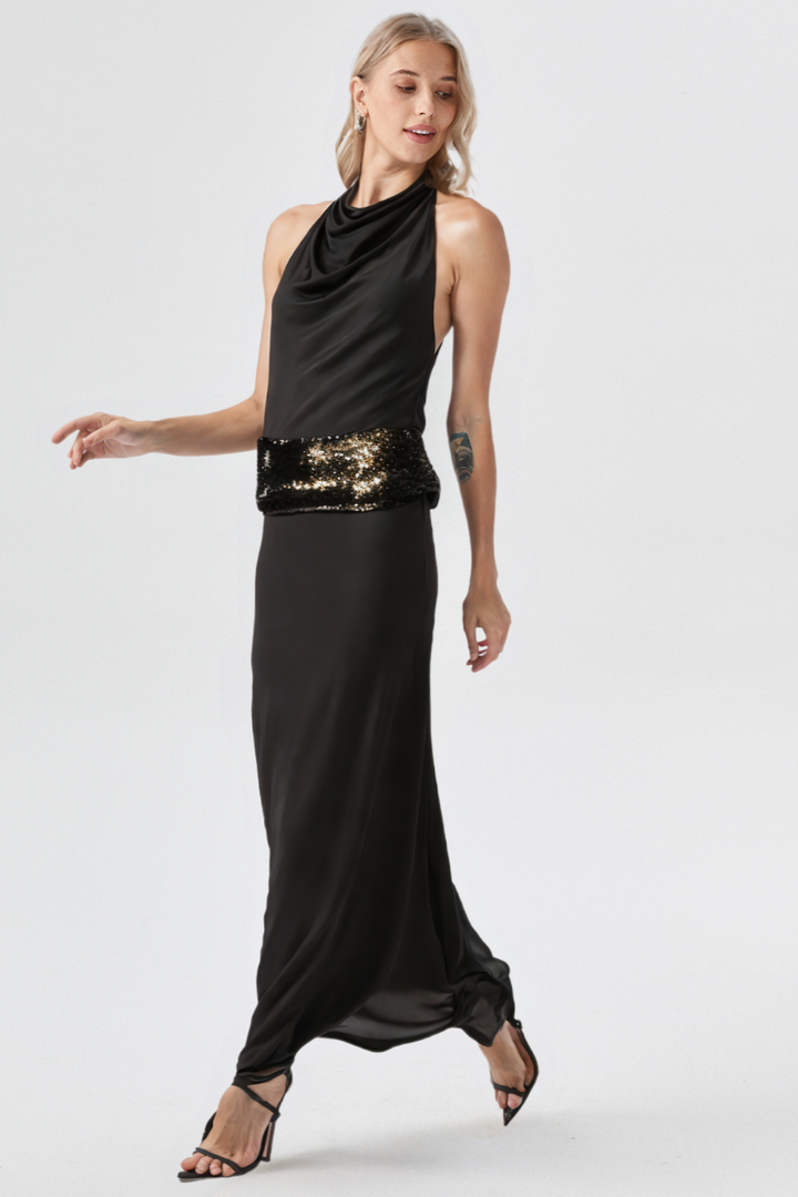 Velura™ Backless Halter Maxi Dress