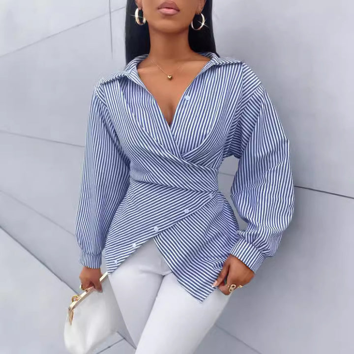 VANOVICH™ Milano Stripe Asymmetric Shirt