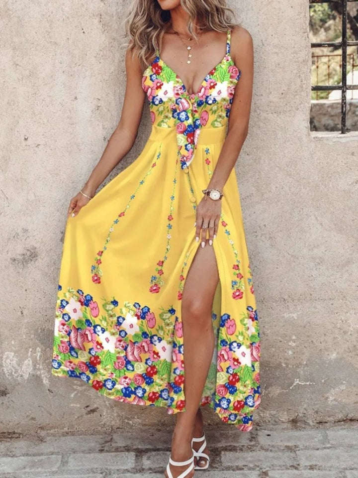 Riviera Bloom – Floral Swing Midi Dress
