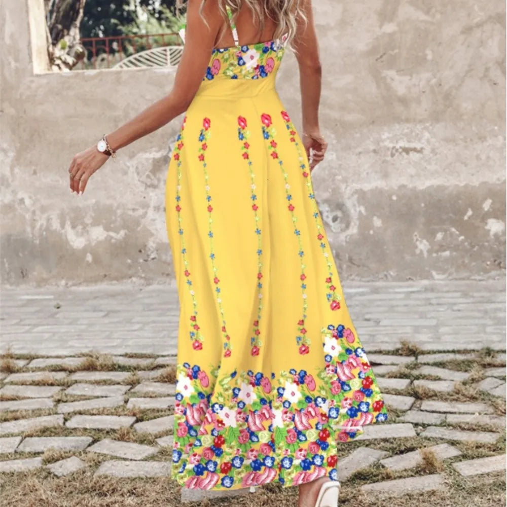 Riviera Bloom – Floral Swing Midi Dress