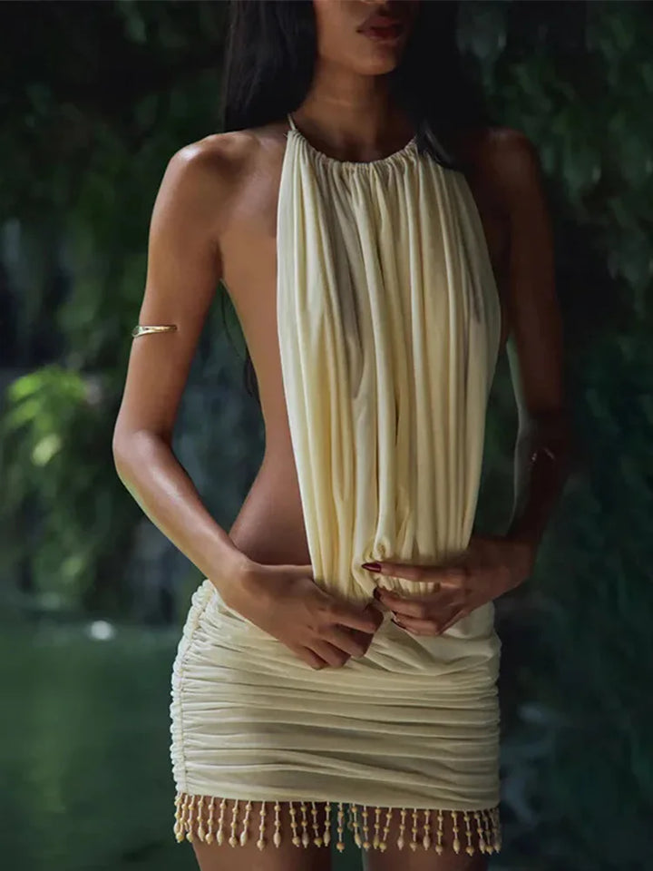 Bella Backless Tassel Mini Dress