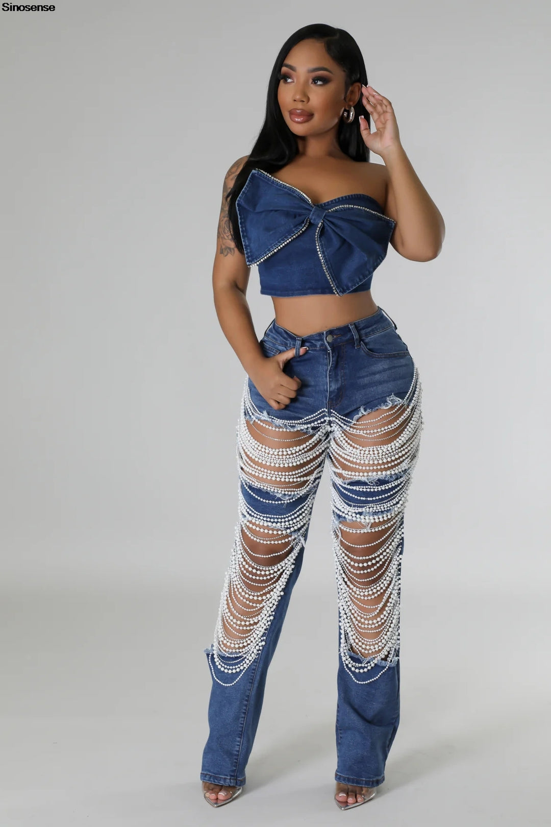 Destroyed Ripped Hole Denim Pants