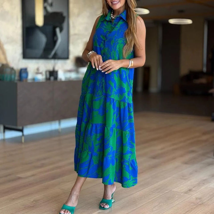 Serenity Print Pleated Pocket Dress