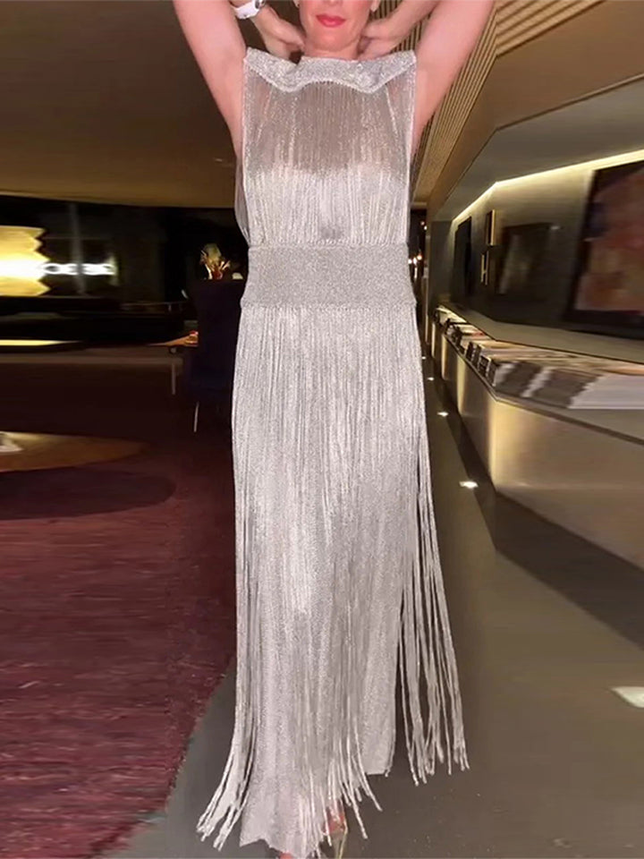 Aurora Luxe Sequin Fringe Gown