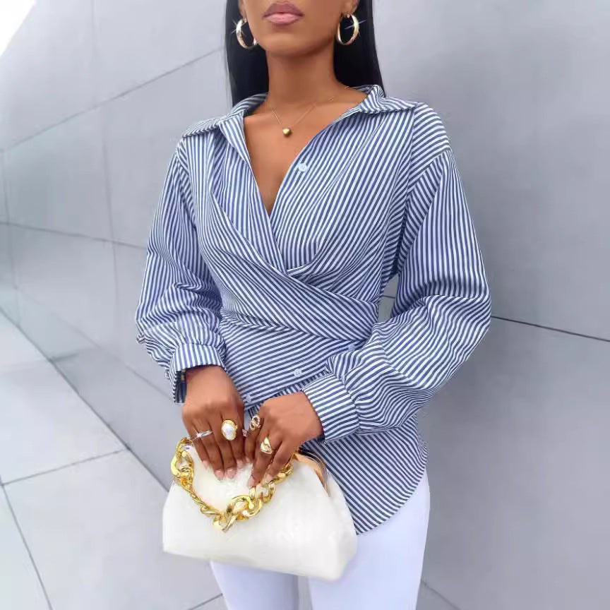 VANOVICH™ Milano Stripe Asymmetric Shirt