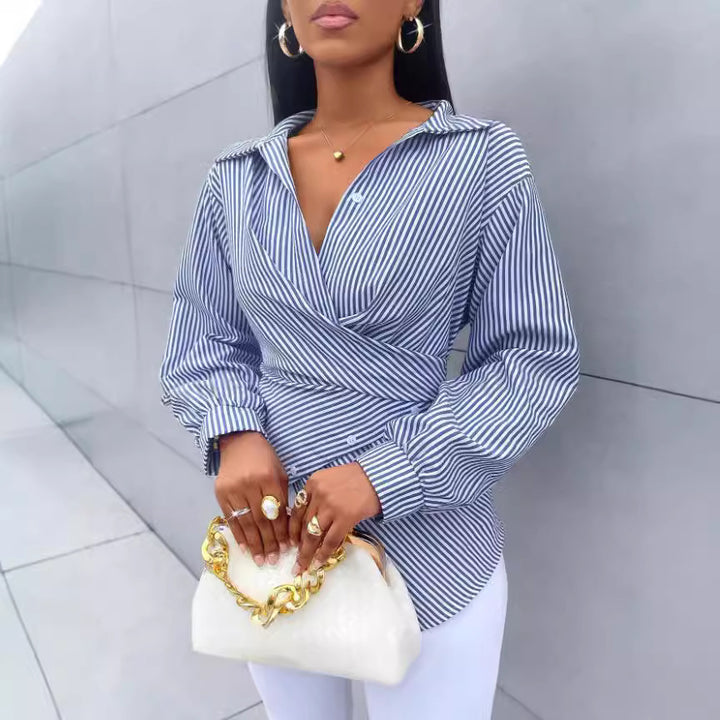 VANOVICH™ Milano Stripe Asymmetric Shirt