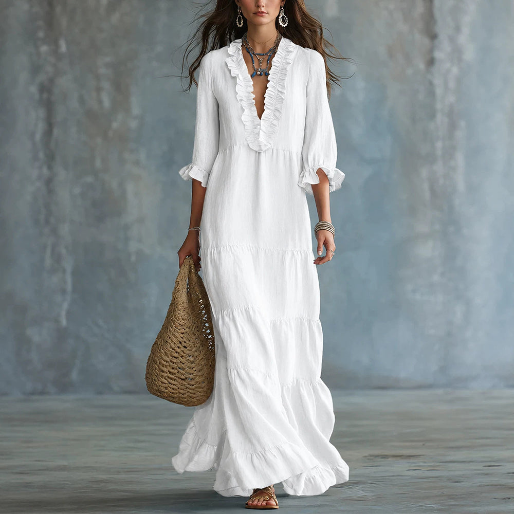 Aurelia™ Vintage Ruffle Maxi Dress