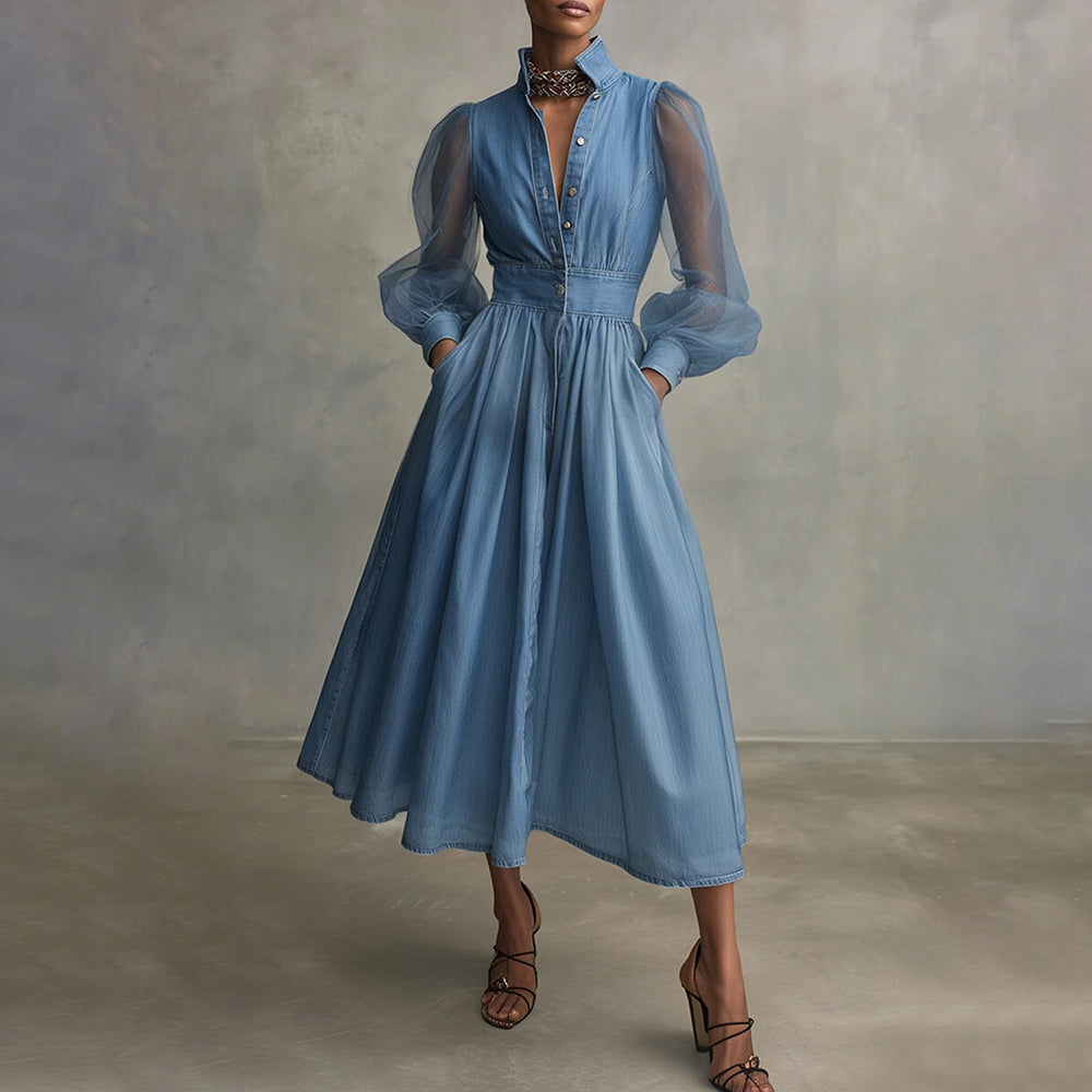 Denimelle Mesh Luxe Midi Dress
