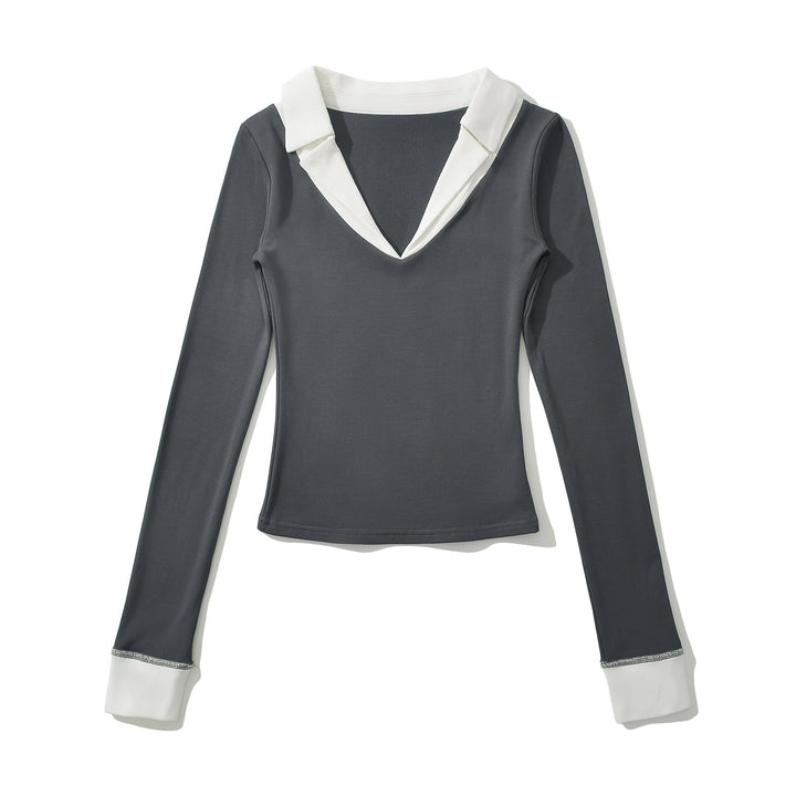 The Elowen Colorblock V-Neck Top
