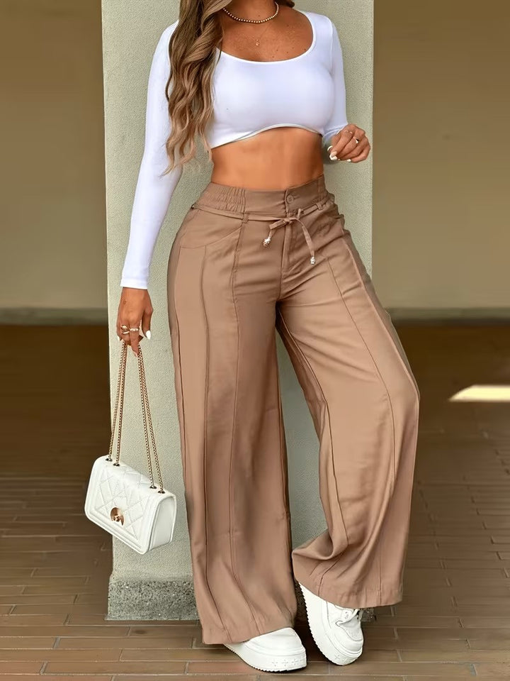 The Élodie Wide-Leg Drawstring Trousers