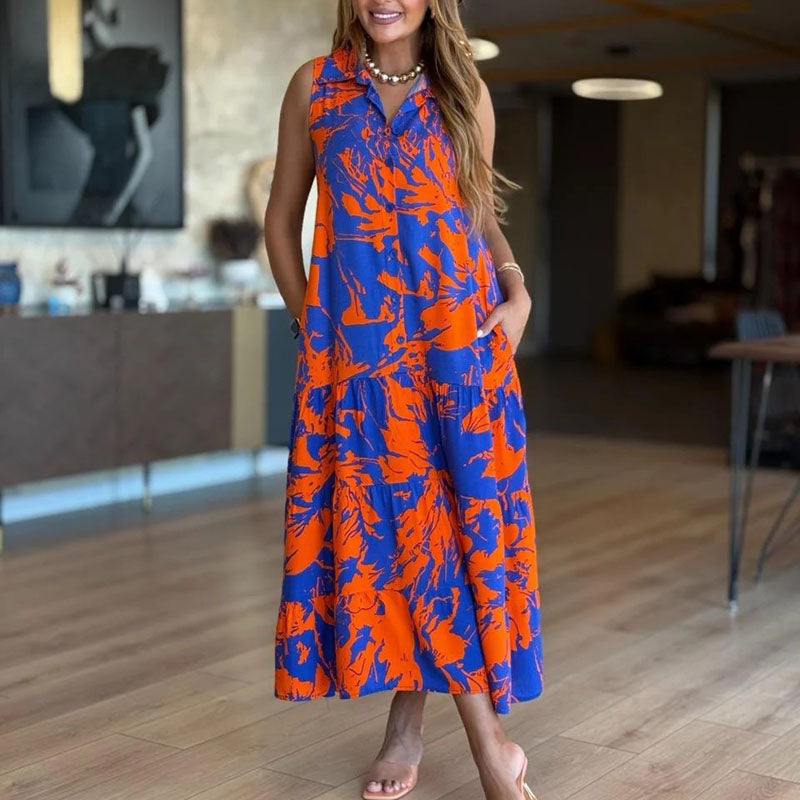 Serenity Print Pleated Pocket Dress