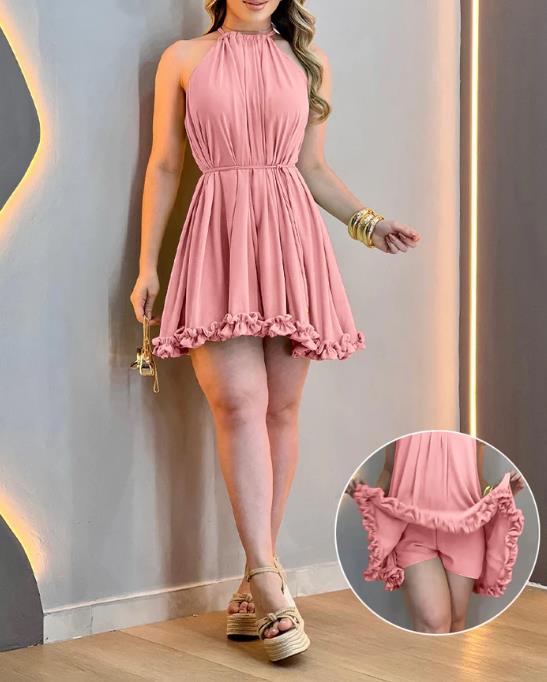 Serenity Breeze™ Halter Ruffle Mini Dress