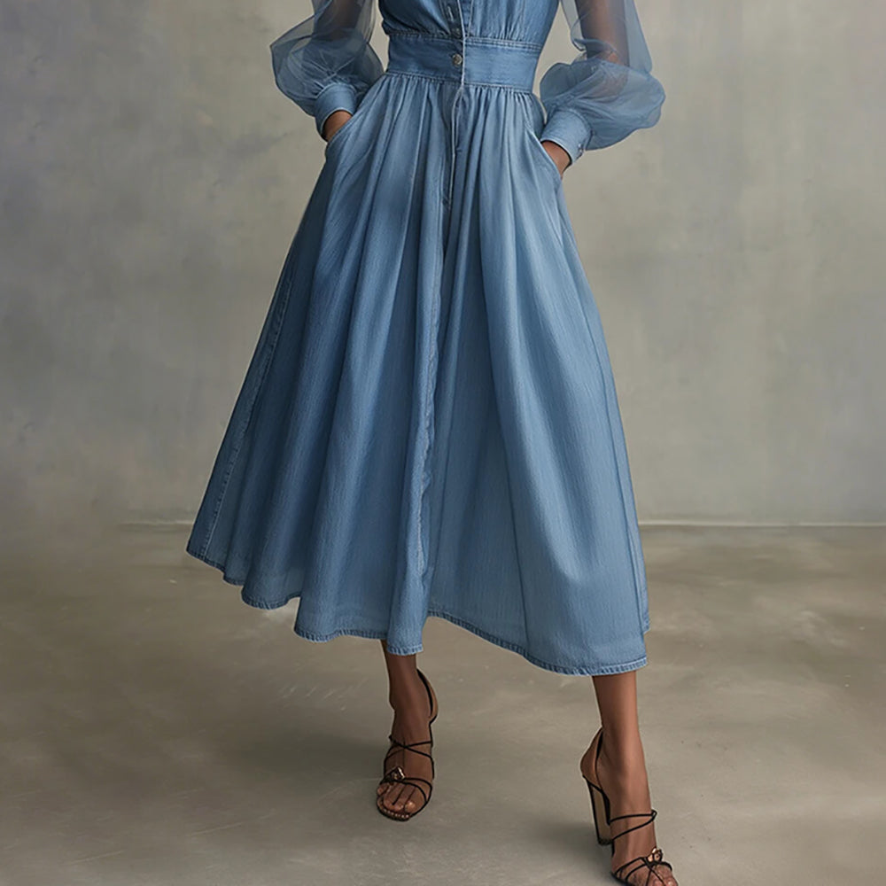 Denimelle Mesh Luxe Midi Dress