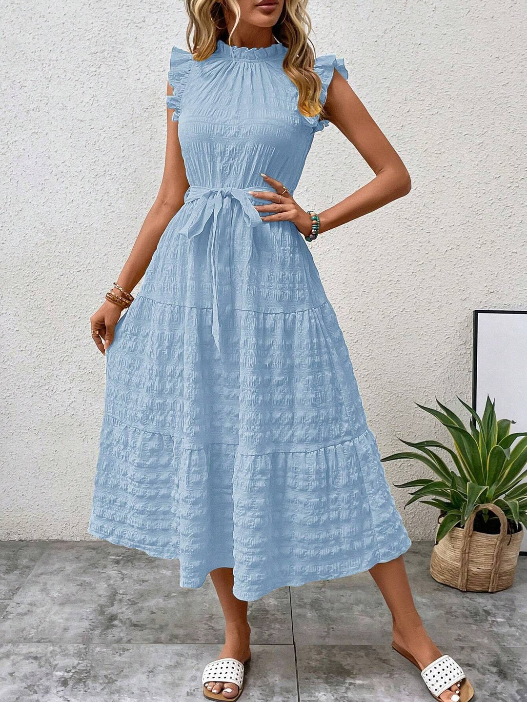 Sunset Whisper Lace-Up Mini Dress