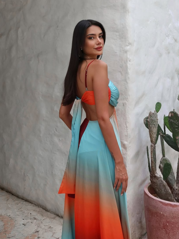 Solana Vibe – Backless Boho Cut-Out Maxi Dress