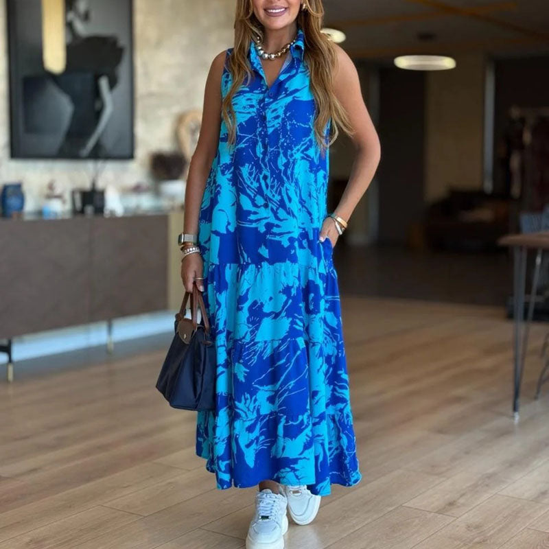 Serenity Print Pleated Pocket Dress
