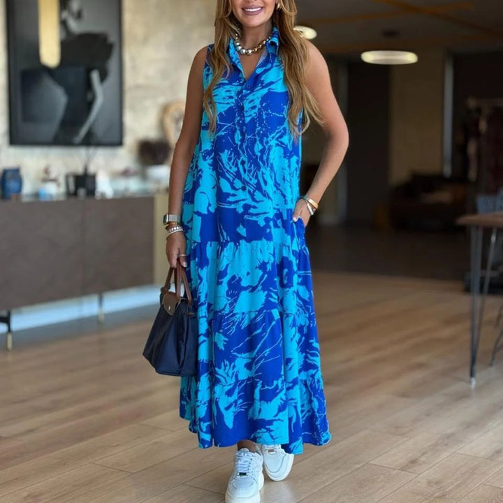 Serenity Print Pleated Pocket Dress