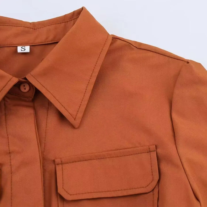 Lunaria™ Sash-Waist Midi Shirt Dress