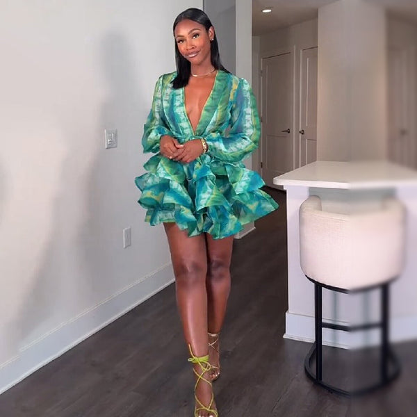 Seraphina™ Emerald Ruffle Mini Dress