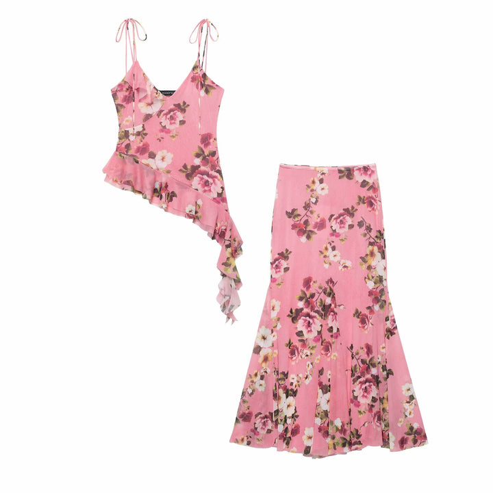 Celeste Luxe™ – European V-Neck Mesh Skirt Set