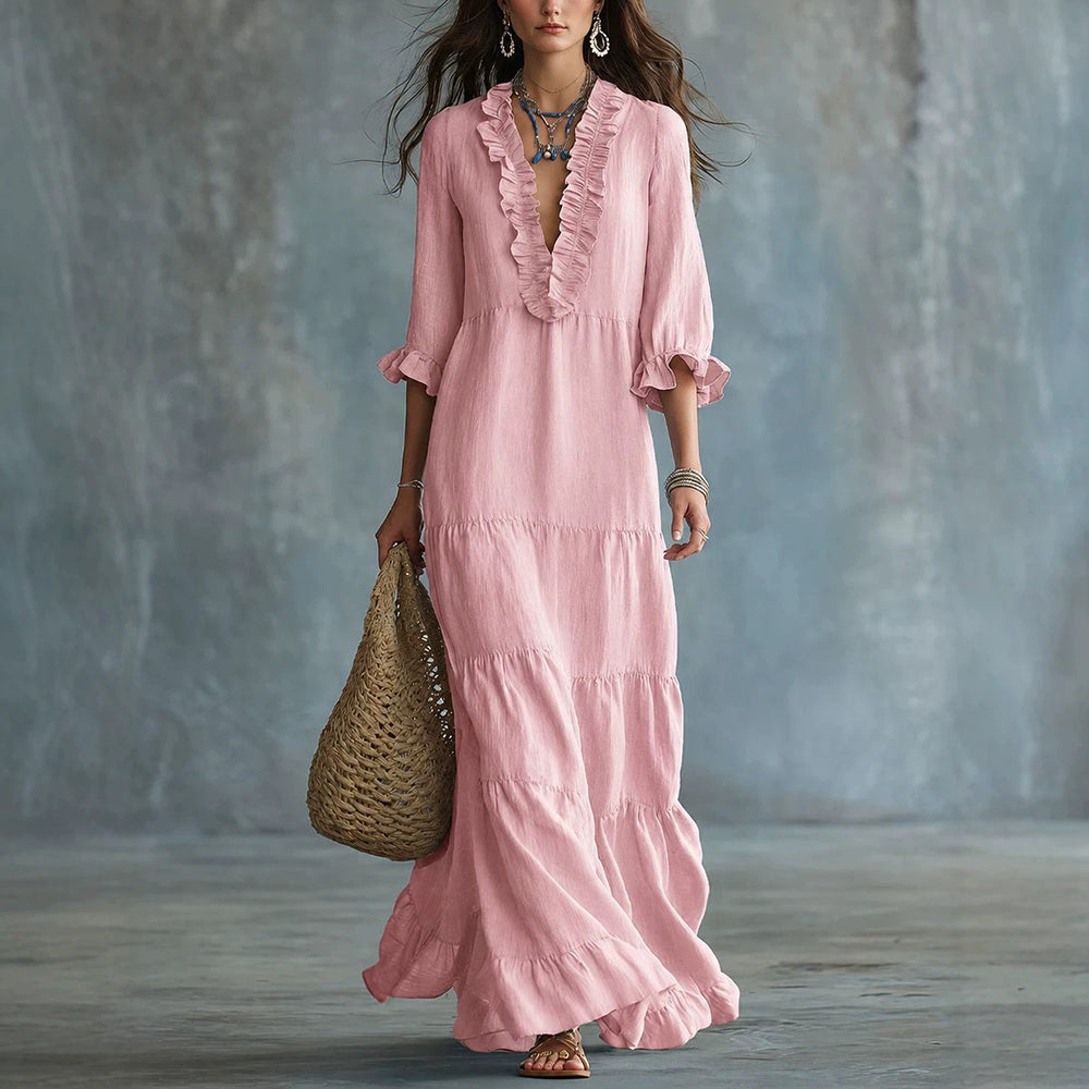 Aurelia™ Vintage Ruffle Maxi Dress