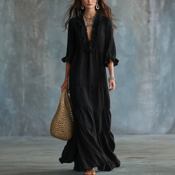 Aurelia™ Vintage Ruffle Maxi Dress
