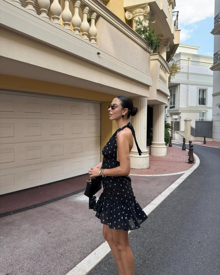 Evana Polka Bloom Mini Dress