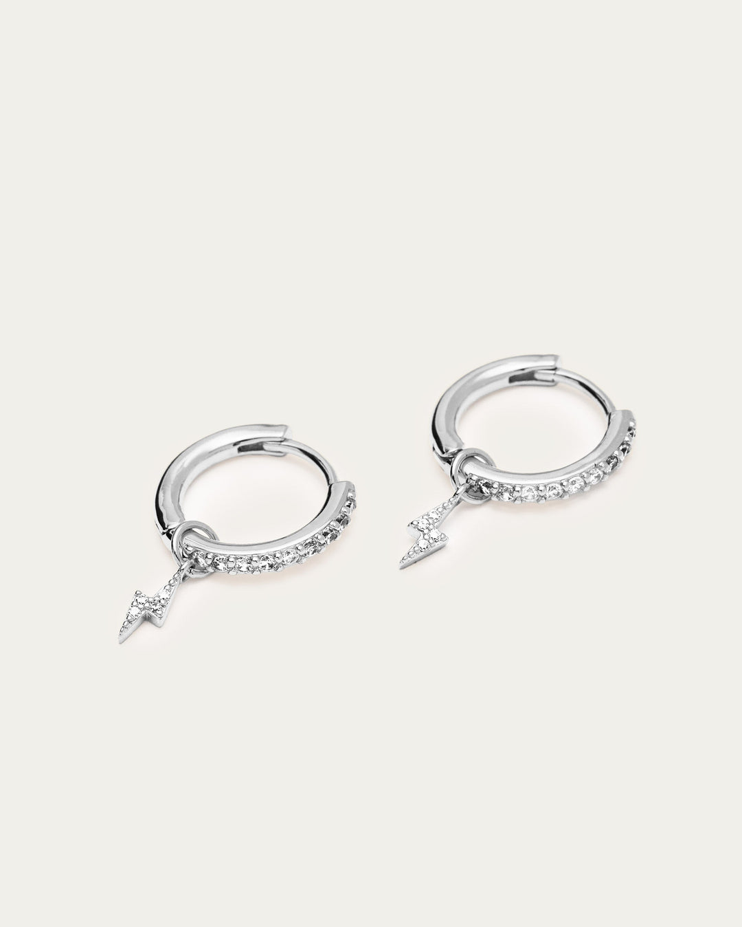 Pavé Lightening Bolt Drop Hoop Earrings