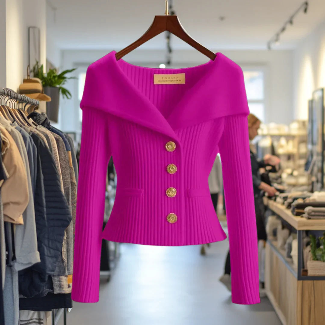 Morgane | Elegant Chic Button-Down Cardigan with Wide Collar