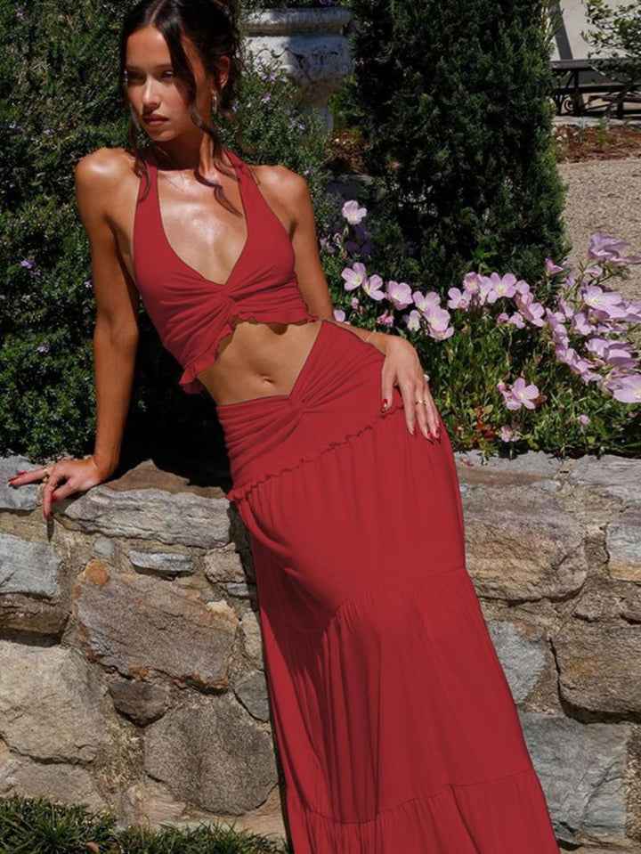 Serenity Chic™ Ruched Ruffle 2-Piece Skirt Set