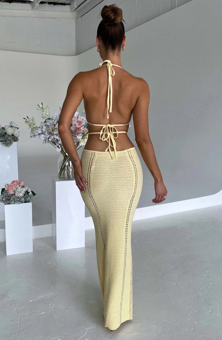 SoleéKnits™ Backless Lace-Up Maxi Dress
