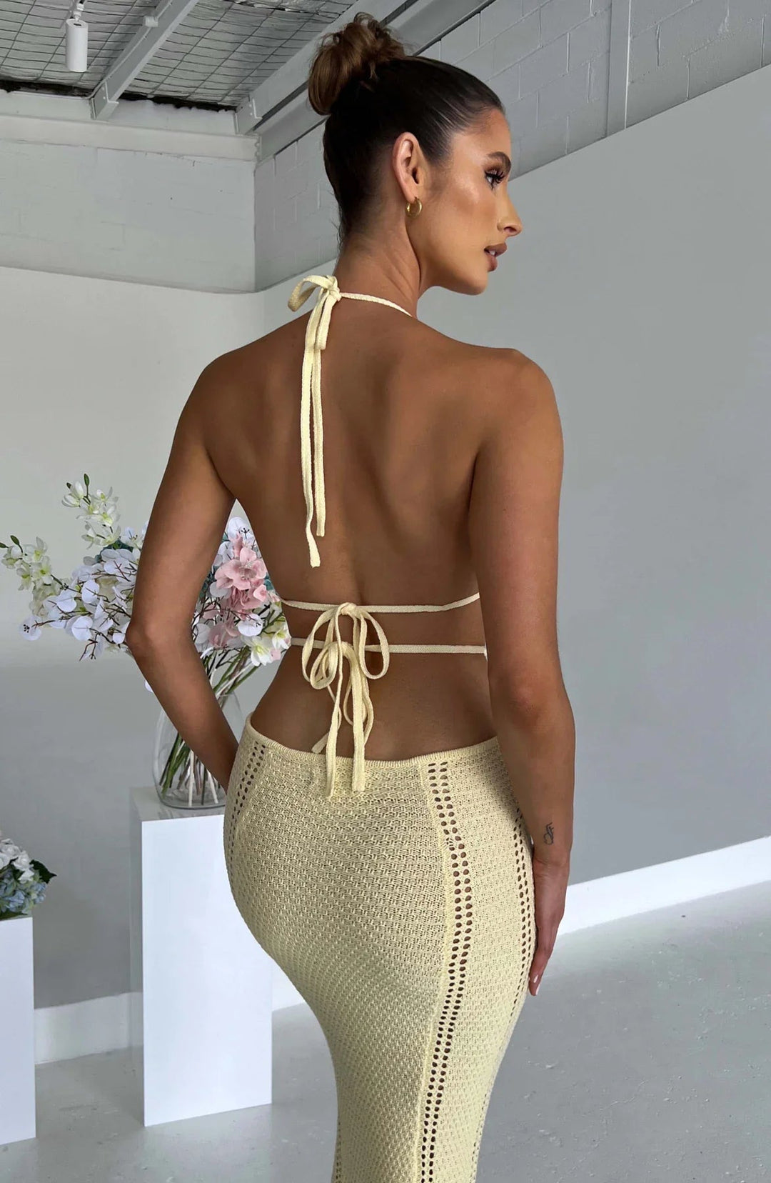 SoleéKnits™ Backless Lace-Up Maxi Dress