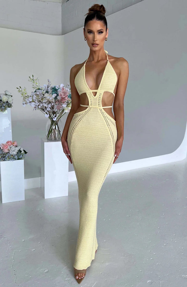SoleéKnits™ Backless Lace-Up Maxi Dress